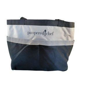 Large Pampered Chef Canvas RepTote 18"×9"×15" Supply Bag Demo Black Logo